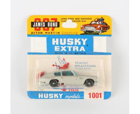 James Bond - Husky Extra, model no. 1401, James Bond 007 Aston Martin vehicle, with ejector seat and associated figures, card