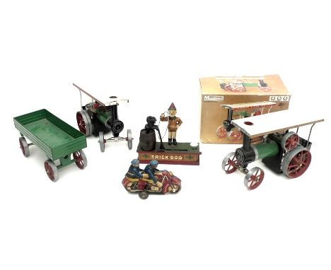 A Mamod Steam Traction Engine TE1A, complete with box, steering extension, some fuel in original box and filler funnel, 27 by