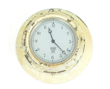A Smiths vintage car dashboard clock, no. 152833, with Arabic silvered dial, metal casing,  14 by 6cm overall.Provenance - Fr
