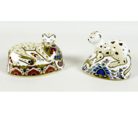 Two Royal Crown Derby paperweights, modelled as 'Leopard Cub', one of a limited edition of Fifteen Hundred, and is the first 