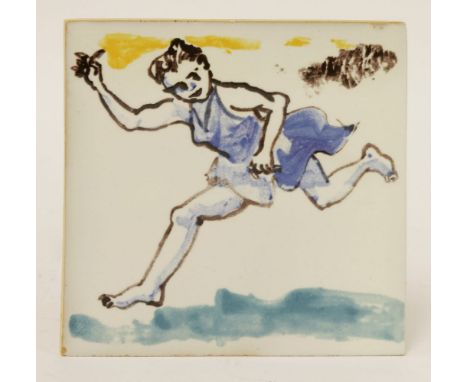 *Paula Rego (British/Portuguese, b.1935)MULHER COM A TOCHAPainted ceramic tile, 1989, with the stamped signature, numbered 14