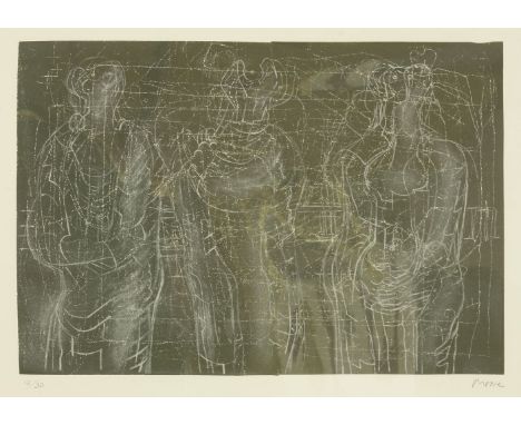 *Henry Moore (British, 1898-1986)THREE CHALKED FIGURES II (CRAMER 355)Lithograph, 1974, signed and numbered 12/30 in pencil, 