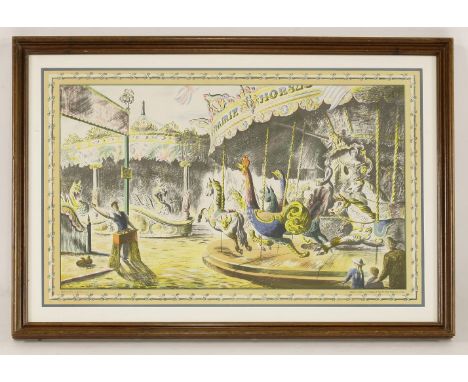 *Barbara Jones (British, 1912-1978)FAIRGROUNDLithograph printed in colours, 1946, printed by The Baynard Press for School Pri