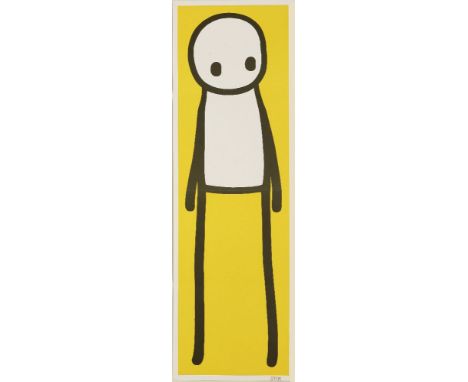 *Stik (British)STANDING FIGURE (YELLOW)Offset lithograph printed in colours, 2015, signed in gold ink, on wove paper folded t