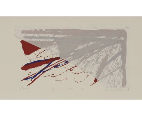 Tom Holland (American, b.1936)NEVINLithograph printed in colours with trace paper stapled, 1971, signed, titled, dated and nu