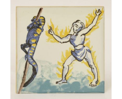 *Paula Rego (British/Portuguese, b.1935)MULHER COM SALAMANDRAPainted ceramic tile, 1989, with the stamped signature, numbered