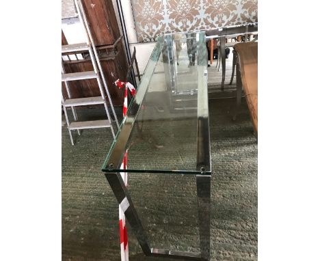 India Jane contemporary glass top & chrome base console table 85H x 150W cm