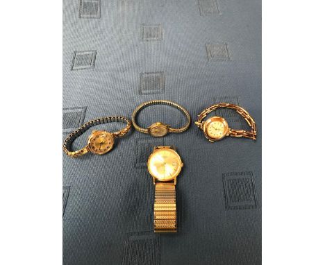 Gentleman's 'Rotary' watch & 3 various ladies watches; A cultured pearl bracelet, composed of 23 pearls with gold coloured be