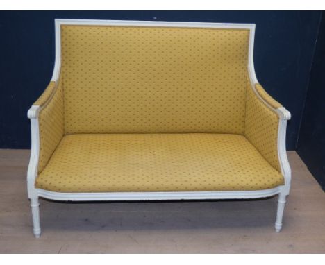 French style white painted & upholstered 2 seater sofa 56 x 114 cm