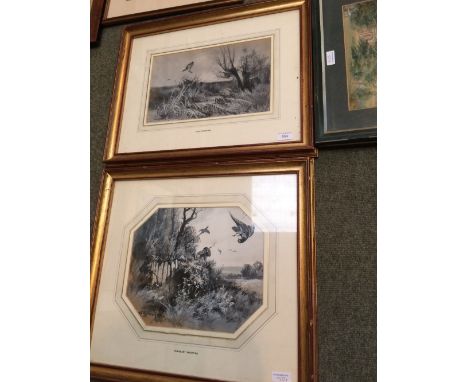 HENRY STANNARD R. B. A. (1844-1920), British en grisaille heightened with white, framed as octagonal "Pheasant Shooting", S. 