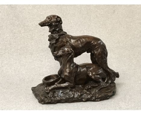 THOMAS FRANCOIS CARTIER (1879-1943) Fine quality, late C19th, bronze of 2 Afghan Hounds, signed THOMAS CARTIER, 37 cm H