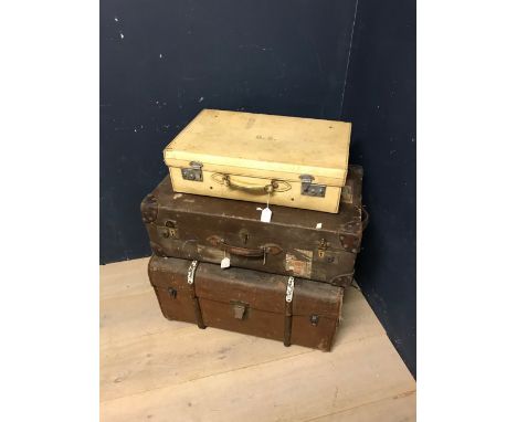 2 vintage suitcases & trunk