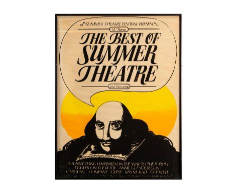 Lithographic poster in three visually catching colors of yellow, orange and black on an off-white paper with a portrait of pl