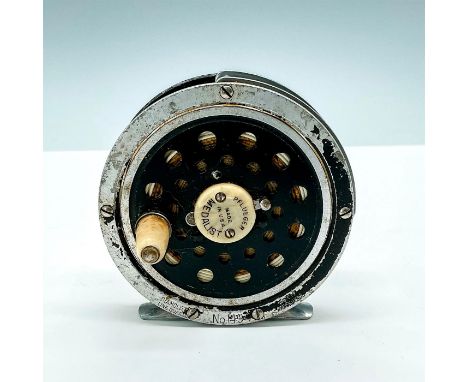 Pflueger fly reel stamped No. 1494, Diamolite Line Guard, Made in AKRON.O.USA. Issued: 20th CenturyDimensions: 3.5"L x 2.5"W 