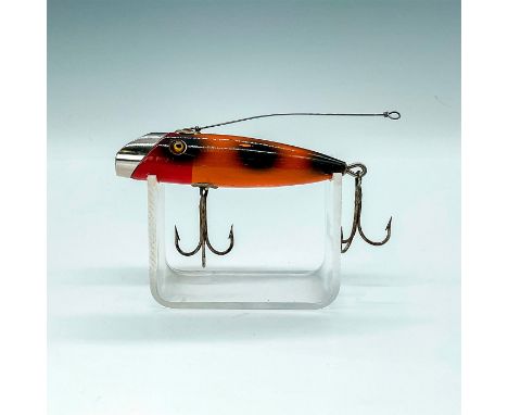 Nice looking small lure with metal nose and wire leader. Colors are striking with orange, red body, black spots, and yellow g