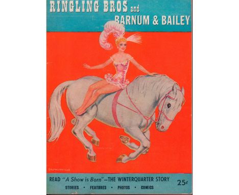 Vintage magazine includes short story "Circus" by John Steinbeck, full color vintage ads, comics, circus performance photos, 
