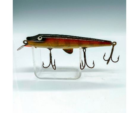 Egyptian Wobbler with a slanted forehead and elongated sloping nose and pressed eye. This lure has Perch photo scale finish a