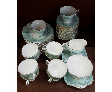 A Foley Prelude ten setting tea service with sandwich plate, cream and sugar, 43 pieces in total, (cup, saucer, small plate a
