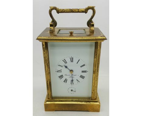 A Charles Frodsham alarm repeater carriage clock, with key, height of case 15cm