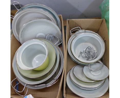 A quantity of MES enamel kitchenwares, marked Made in Germany