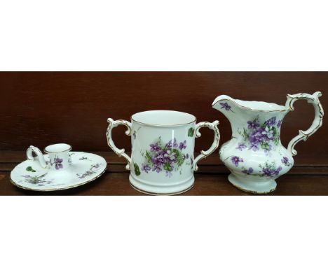 Three Hammersley items, chamber stick, loving cup and jug