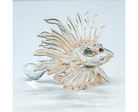 This Lionfish features a faceted clear crystal body with light salmon-colored fins This item has its original box which measu