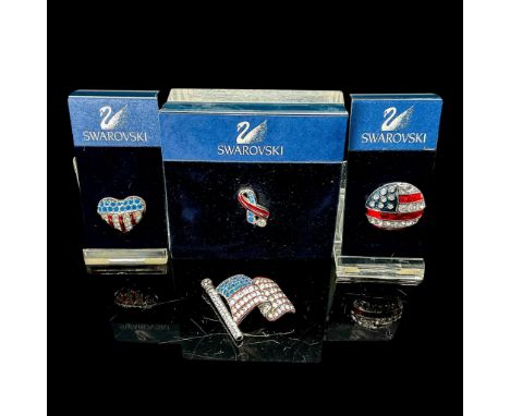 These charming pins include The American Flag, Flag Heart Pin, Round Flag Pin, and Flag Remembrance Ribbon. This item has its