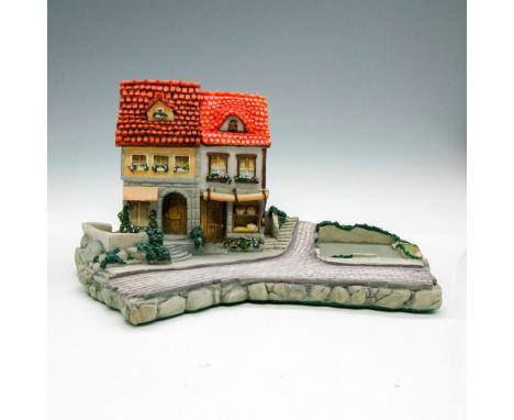 Matte finished quaint village church and house with greenery and cobblestone walkway. Goebel sticker. 960-D. Artist: Olszewsk