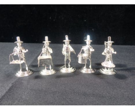 FIVE CHINESE SILVER FIGURES all boxed 