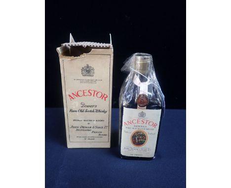A BOTTLE OF DEWAR'S ANCESTOR RARE OLD SCOTCH WHISKY in cellophane and boxed