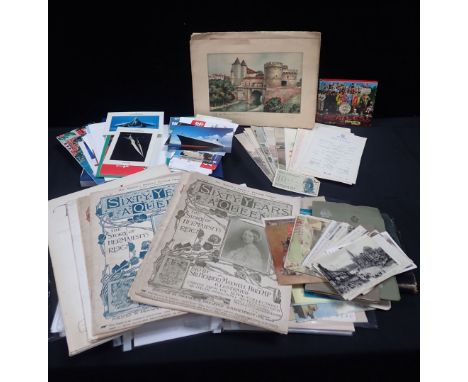 A COLLECTION OF VINTAGE P&amp;O MENUS and other ephemera, Concorde material, sketch book, postcards etc