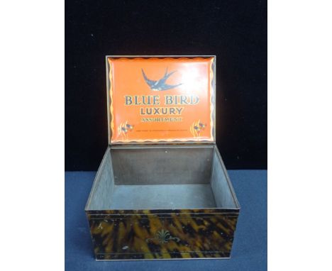 A VINTAGE BLUEBIRD TOFFEE TIN tortoiseshell effect