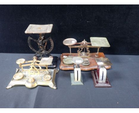 VARIOUS POSTAL SCALES, ONE WITH CAST BRASS BASE (5)