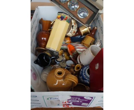 Good quality mixed box of ceramic to include bells wade decanters 