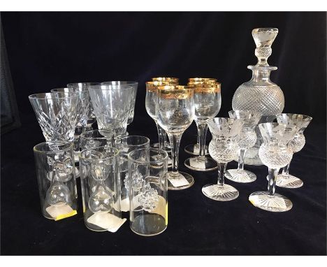 A selection of wine glasses, decanter and liqueur glasses