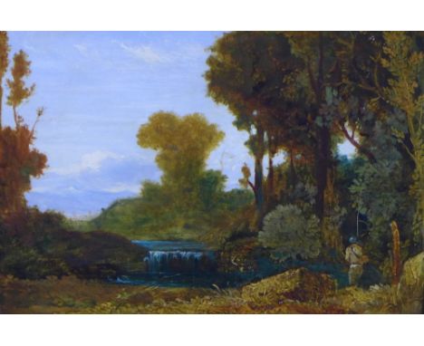 Rev John Thomson of Duddingston HRSA (Scottish 1778 - 1840) The Fisherman, oil on panel, inscribed on panel verso, within an 
