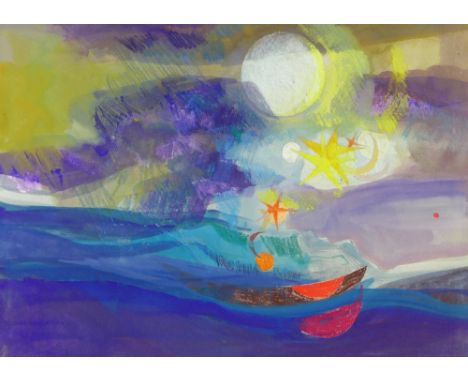 Irene Halliday R.S.W. (Scottish, b. 1931), Seascape, mixed media on paper, unframed, 70 x 49