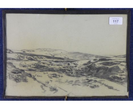 Attributed to George Houston RSA RSW RI (Scottish 1869-1947), preparatory sketch in charcoal, framed with glass 37 x 26cm ove