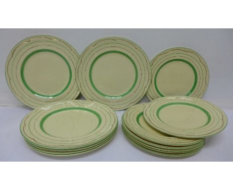 Thirteen Clarice Cliff plates, 6+7