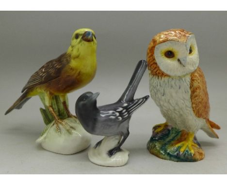 A Beswick owl and two Goebel birds