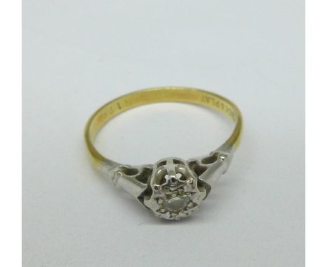 An 18ct gold and diamond ring, 2.1g, N