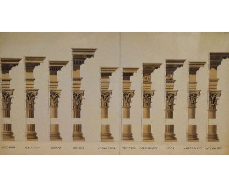 20th Century, coloured print, 'The Soane Office - Corinthian orders', framed, mounted, and under a sheet of plastic, measurin