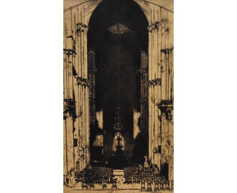 19th Century Continental School, etching, 'Saint-Etienne-Du-Mont', France, framed, mounted, and under glass, measuring 12cm x