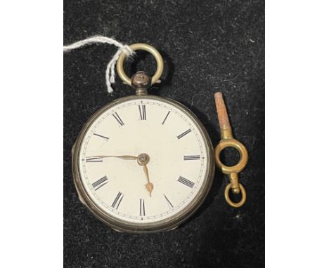 Mary Ann Willey (1823 - 1878), a 19th century silver-cased open-face key-wind pocket watch, white enamel dial with Roman nume