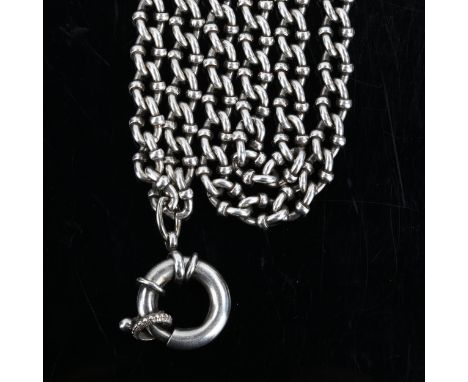 JOUXLI LISE GAMMELTOFT - a heavy Vintage Danish unmarked white metal cable link chain necklace, length 86cm, 104.7gNo damage 