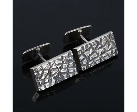 A FAUSING - a pair of Vintage Danish sterling silver abstract cufflinks, designed by Ray Urban, panel length 25.1mm, 24.7gNo 