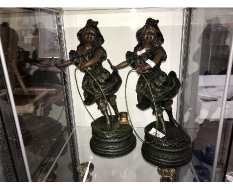 2 LAMP BASES MODELLED AS YOUNG GIRLS