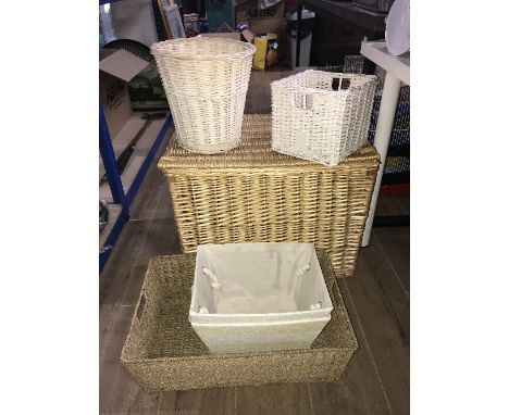 WICKER HAMPER AND 5 OTHERS