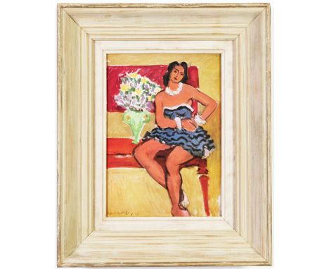 HENRI MATISSE, Danseuse Assise Sur Une Table, off set Lithograph, signed in the plate, French vintage Montparnasse frame, 20c