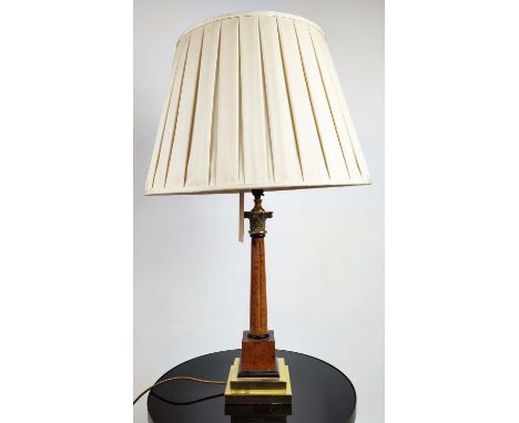 TABLE LAMP, 80cm high, Corinthian column form with shade. 